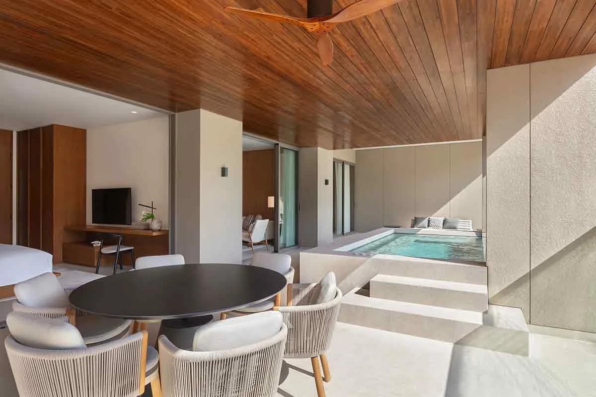 Three-bedroom condominium patio and pool
