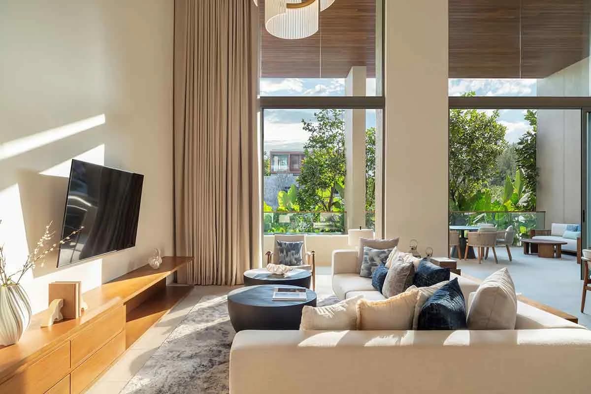 Three-bedroom duplex double-height living room