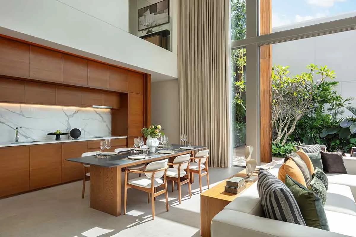 Three-bedroom villa dining space