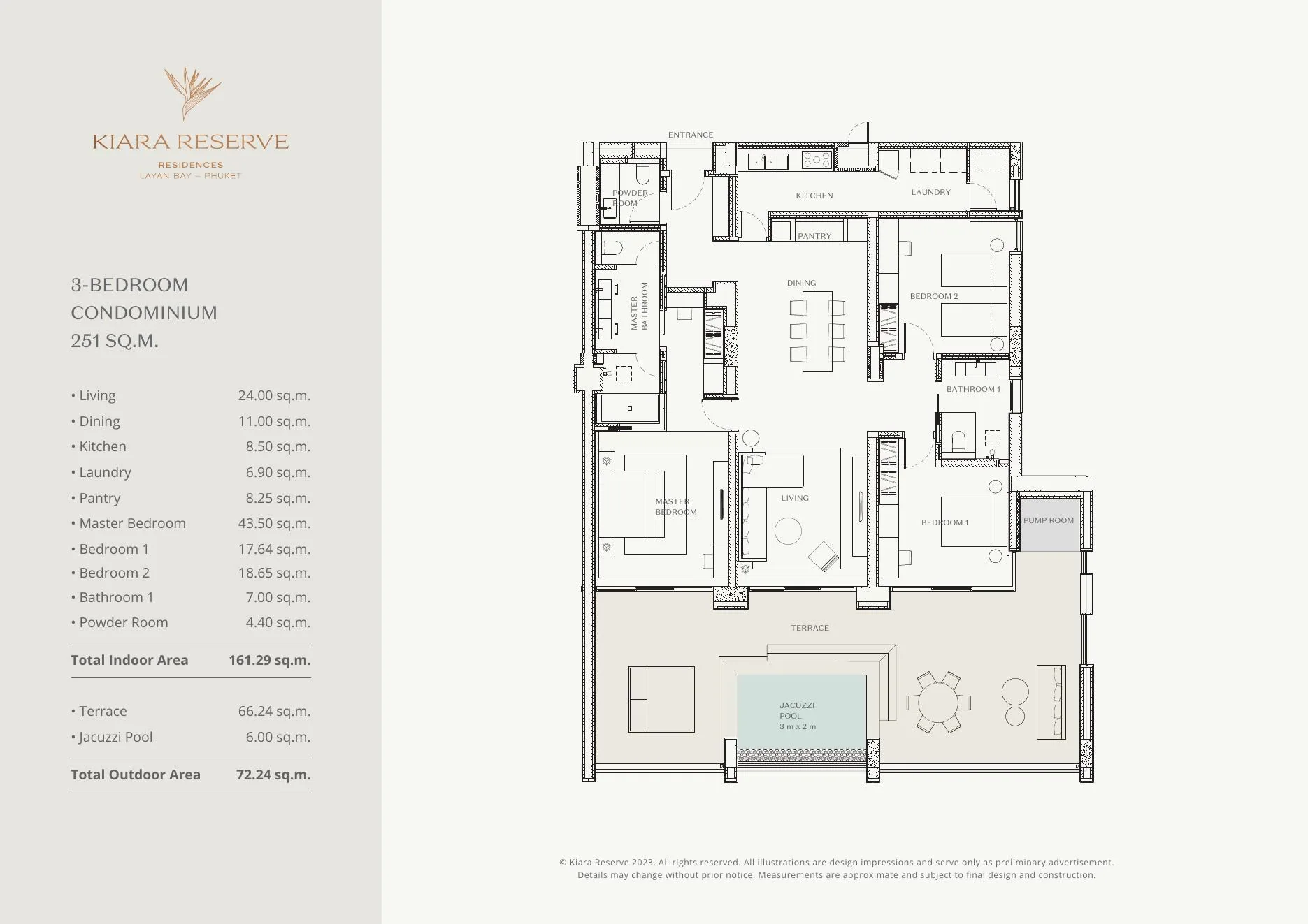 Kiara Reserve — 3BR condominium floor plan